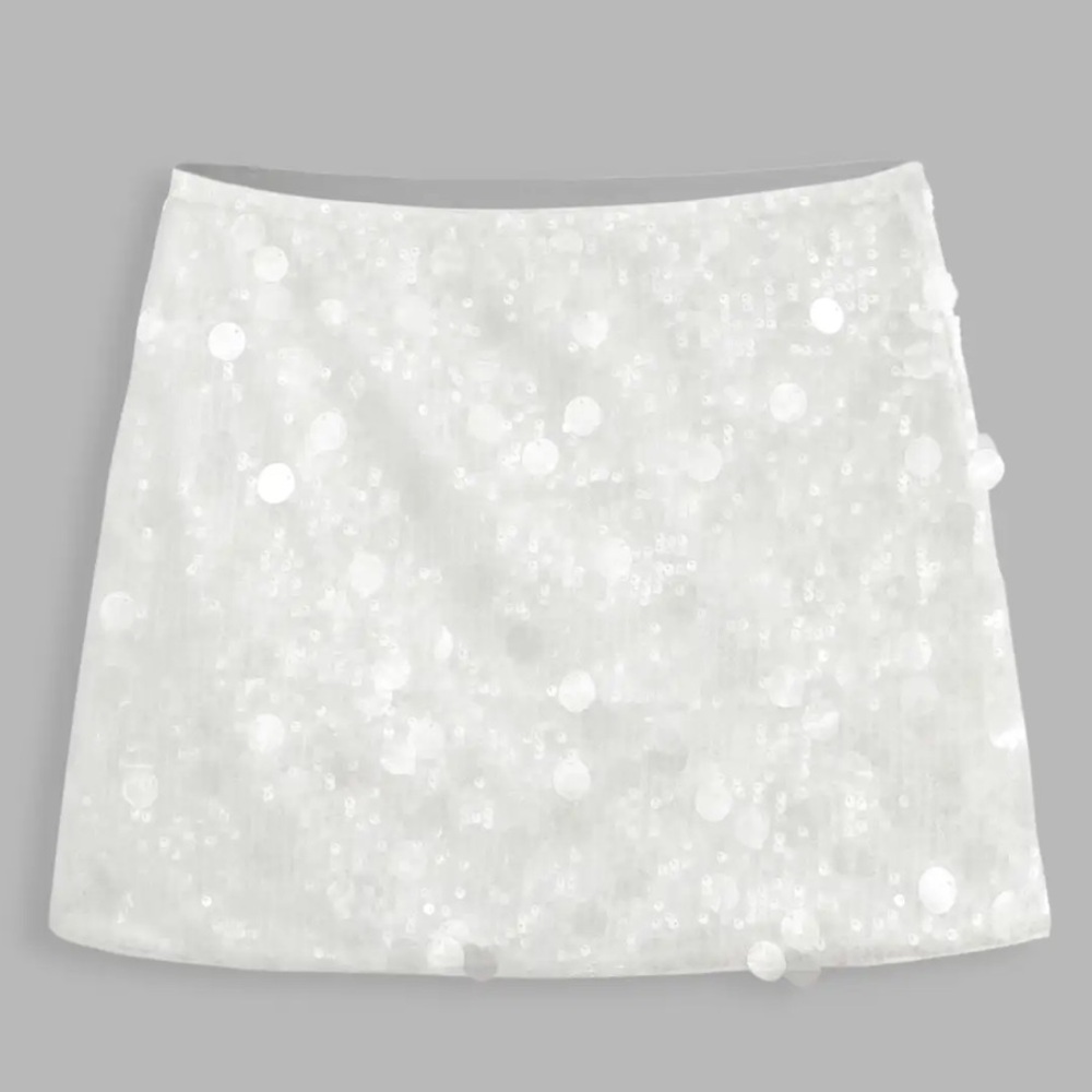 Cider White Sequin Mini Skirt